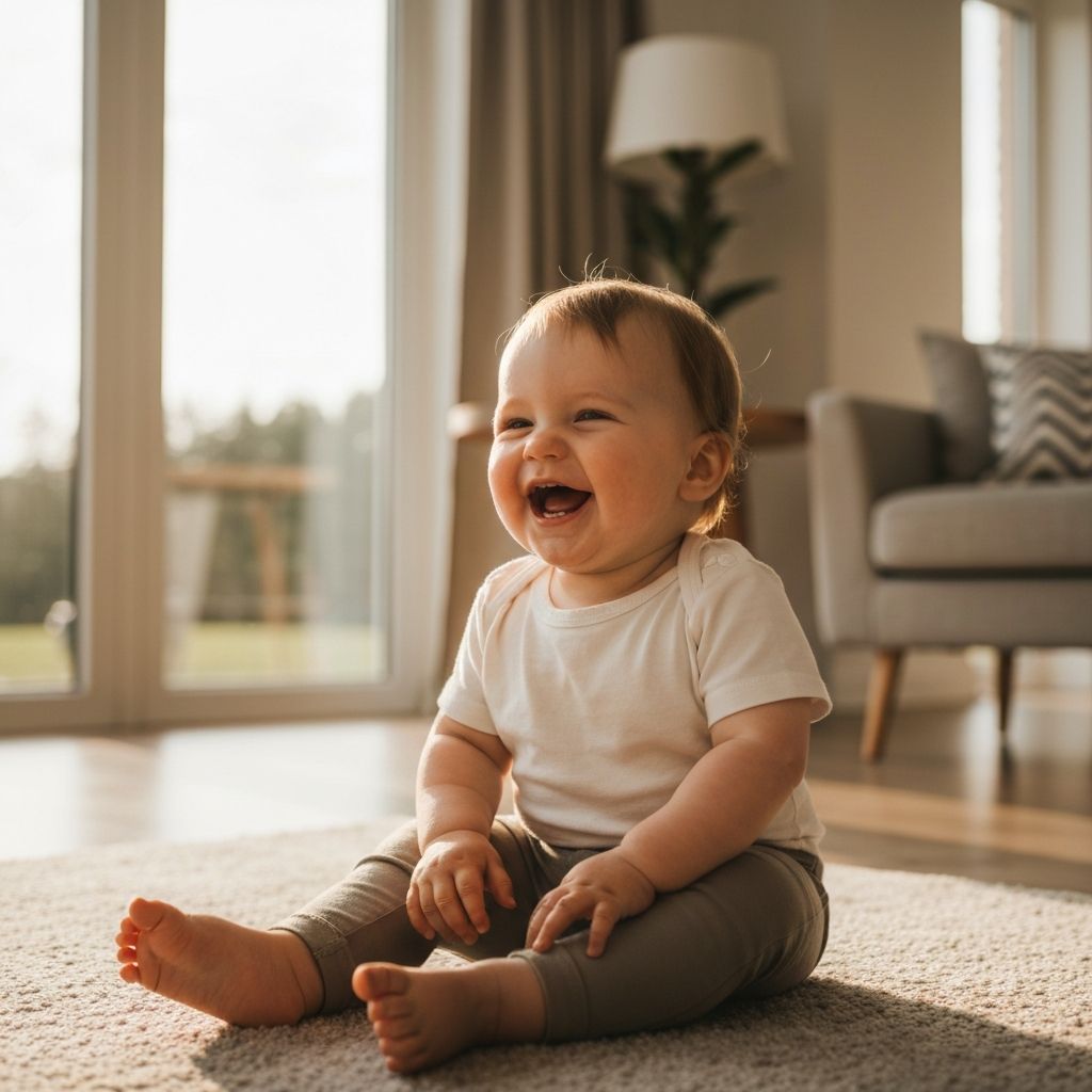 AI-powered smart vlog creation showing a happy toddler with video frames